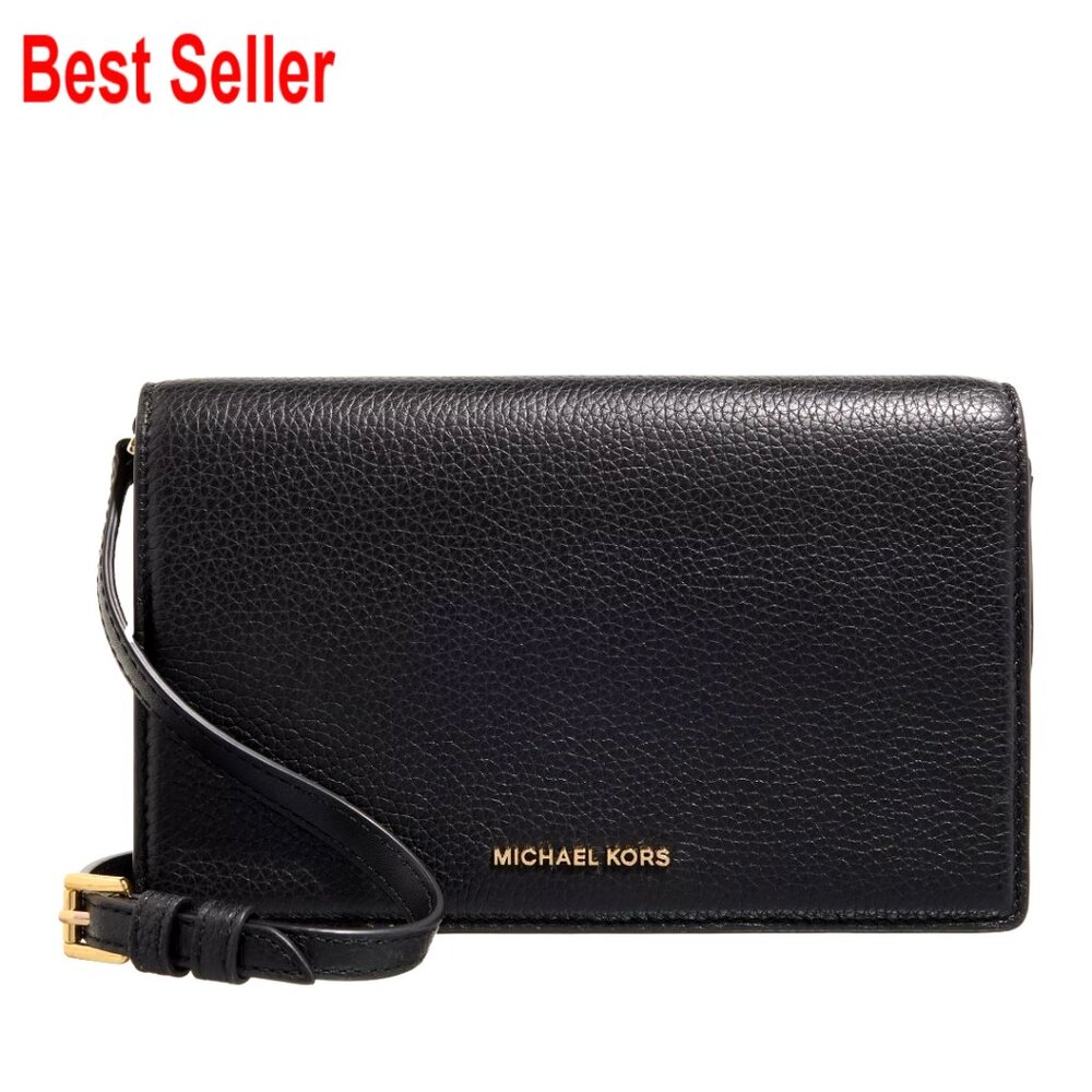 Pebbled Leather Crossbody Bag With Adjustable Strap And Flap Closure